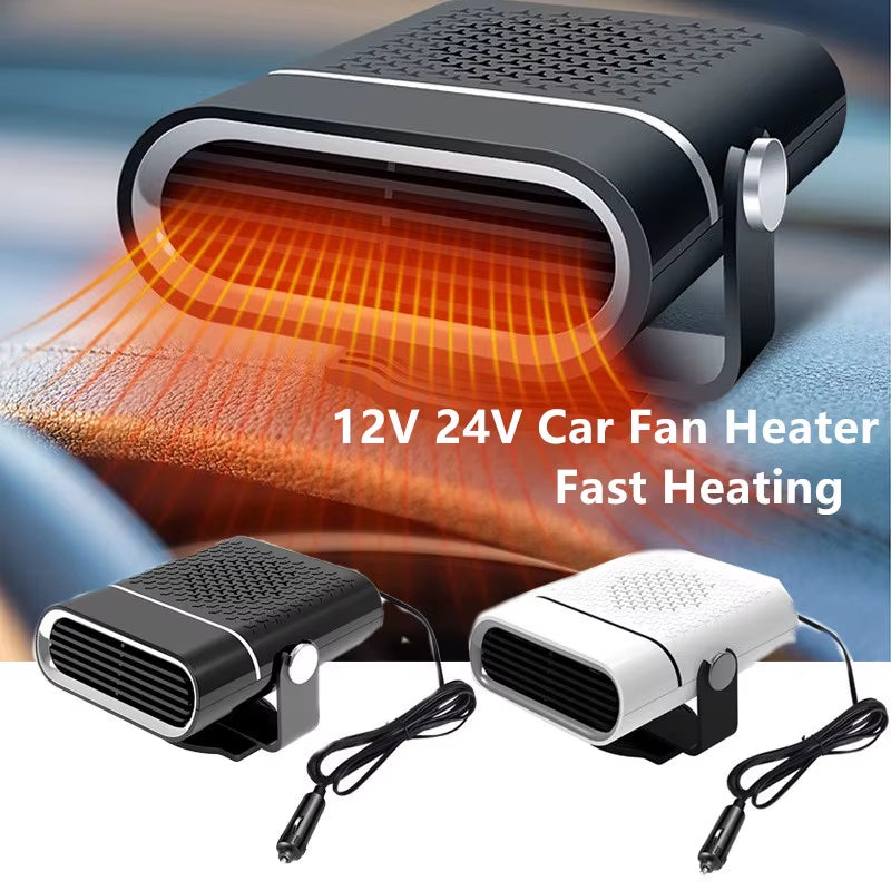 Compact 12V/24V Car Fan Heater - Ultimate Defogging & Defrosting Solution for Your Windshield